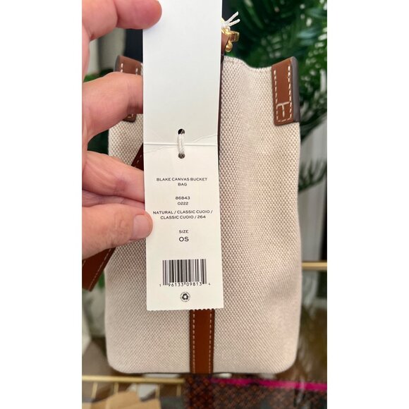 NWT! Tory Burch Canvas and Brown Leather Chelsea Shoulder Bag/ Tote - Picture 3 of 10